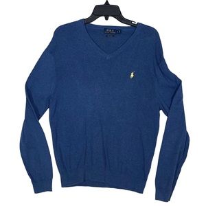 Polo Ralph Lauren Men’s Sweater 100% Pima Cotton V-Neck Blue Size L